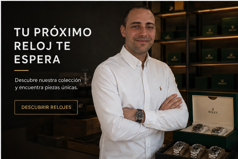 Imagen editorial del fundador junto a la identidad de la marca